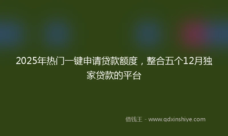 2025年热门一键申请贷款额度，整合五个12月独家贷款的平台