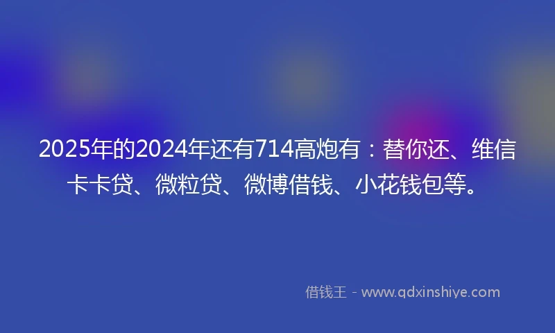 2025年的2024年还有714高炮有：替你还、维信卡卡贷、微粒贷、微博借钱、小花钱包等。