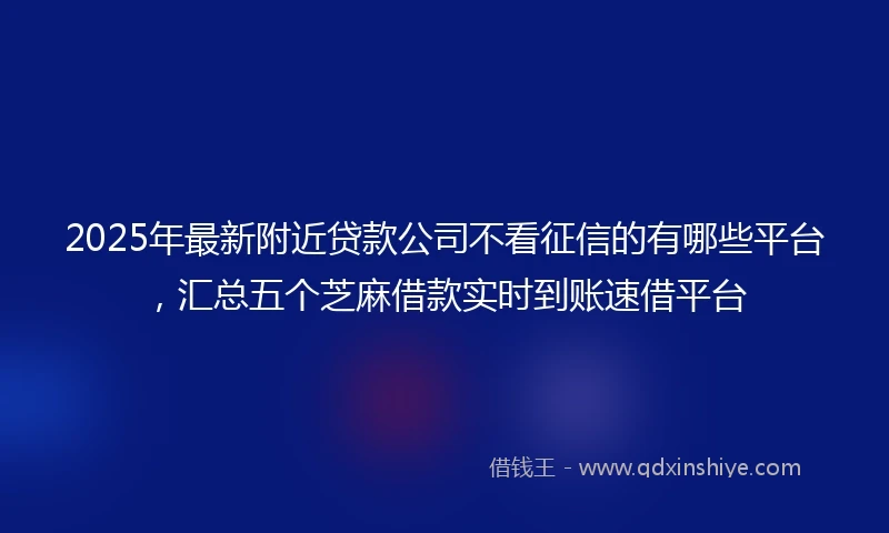 2025年最新附近贷款公司不看征信的有哪些平台，汇总五个芝麻借款实时到账速借平台