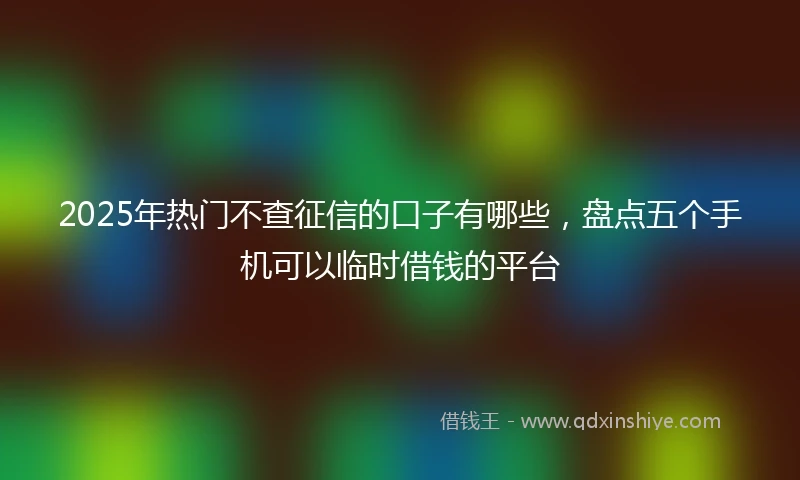 2025年热门不查征信的口子有哪些，盘点五个手机可以临时借钱的平台
