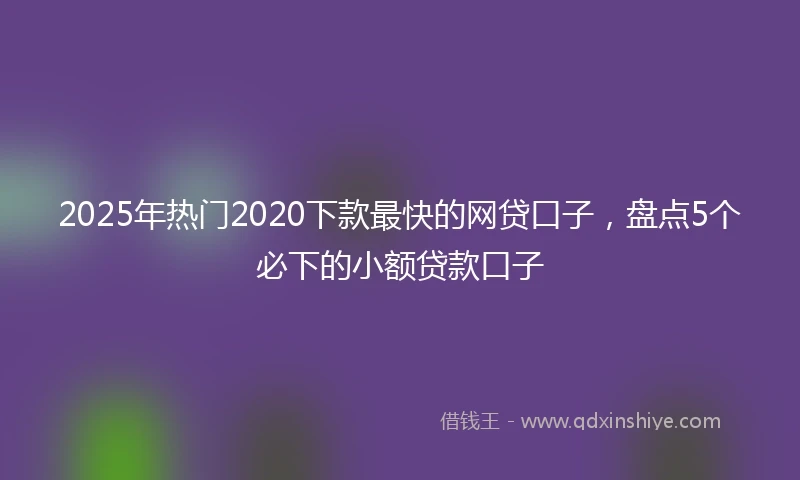 2025年热门2020下款最快的网贷口子，盘点5个必下的小额贷款口子