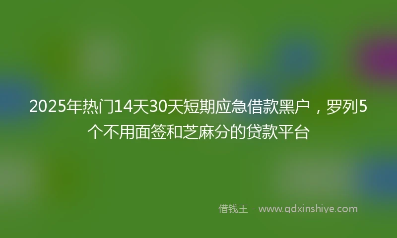 2025年热门14天30天短期应急借款黑户，罗列5个不用面签和芝麻分的贷款平台