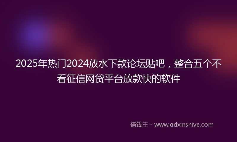 2025年热门2024放水下款论坛贴吧，整合五个不看征信网贷平台放款快的软件