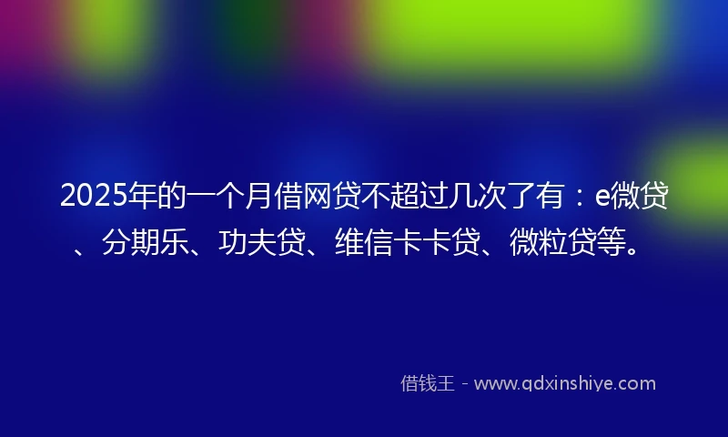 2025年的一个月借网贷不超过几次了有：e微贷、分期乐、功夫贷、维信卡卡贷、微粒贷等。
