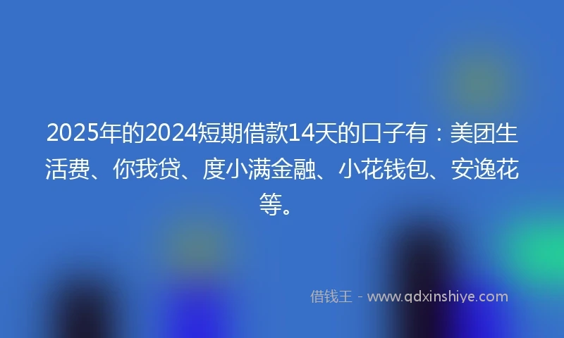 2025年的2024短期借款14天的口子有：美团生活费、你我贷、度小满金融、小花钱包、安逸花等。