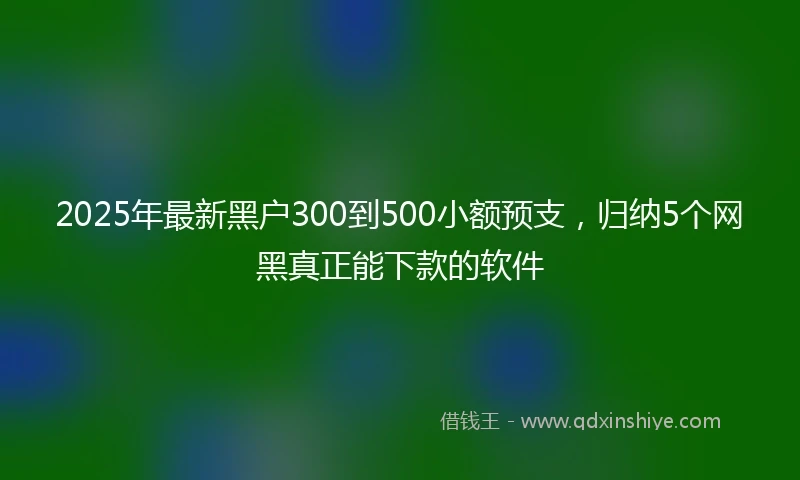 2025年最新黑户300到500小额预支，归纳5个网黑真正能下款的软件