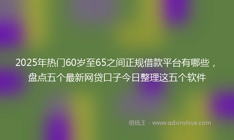 2025年热门60岁至65之间正规借款平台有哪些，盘点五个最新网贷口子今日整理这五个软件