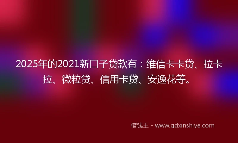 2025年的2021新口子贷款有：维信卡卡贷、拉卡拉、微粒贷、信用卡贷、安逸花等。