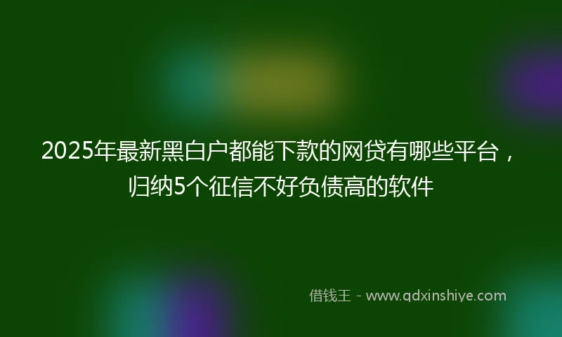 2025年最新黑白户都能下款的网贷有哪些平台，归纳5个征信不好负债高的软件