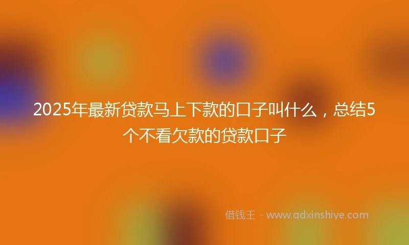 2025年最新贷款马上下款的口子叫什么，总结5个不看欠款的贷款口子