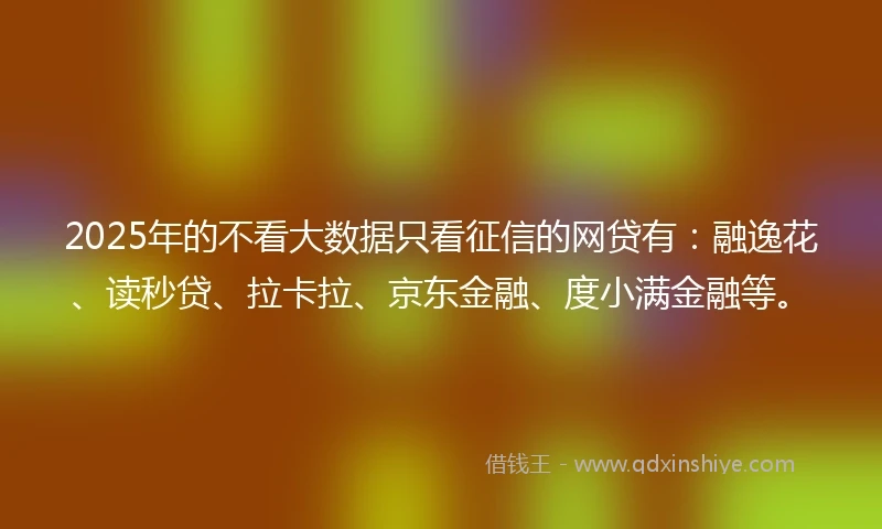 2025年的不看大数据只看征信的网贷有：融逸花、读秒贷、拉卡拉、京东金融、度小满金融等。