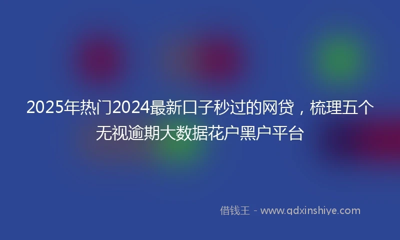 2025年热门2024最新口子秒过的网贷，梳理五个无视逾期大数据花户黑户平台