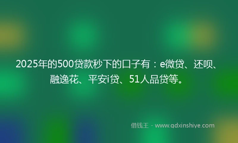 2025年的500贷款秒下的口子有：e微贷、还呗、融逸花、平安i贷、51人品贷等。
