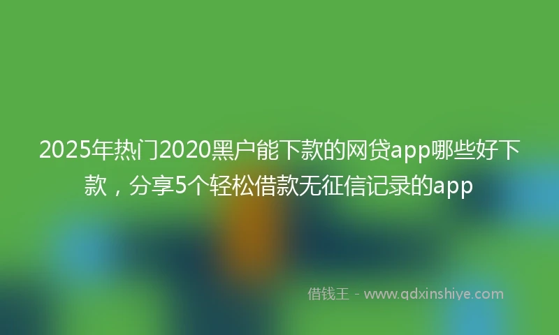 2025年热门2020黑户能下款的网贷app哪些好下款，分享5个轻松借款无征信记录的app