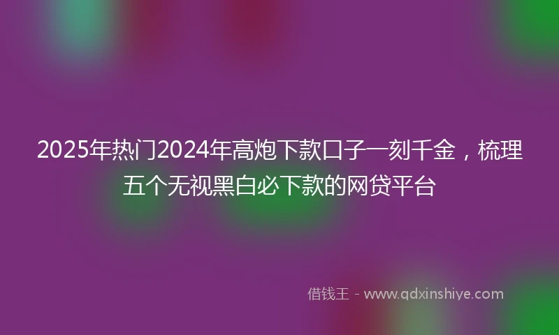 2025年热门2024年高炮下款口子一刻千金，梳理五个无视黑白必下款的网贷平台