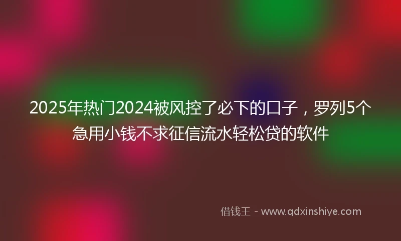 2025年热门2024被风控了必下的口子，罗列5个急用小钱不求征信流水轻松贷的软件