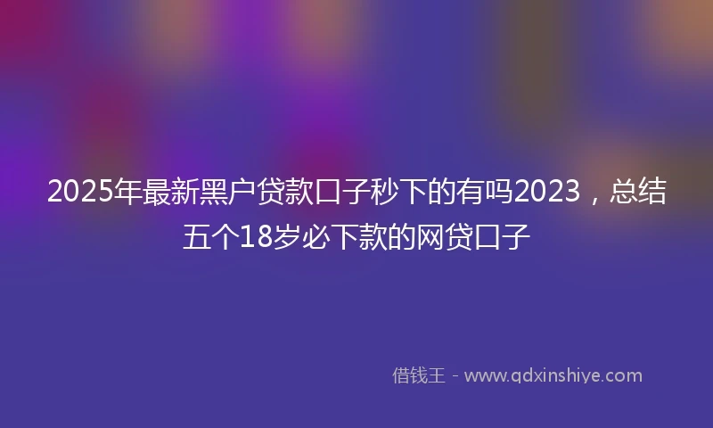 2025年最新黑户贷款口子秒下的有吗2023，总结五个18岁必下款的网贷口子