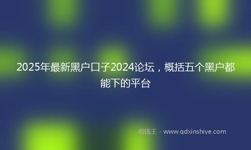 2025年最新黑户口子2024论坛，概括五个黑户都能下的平台