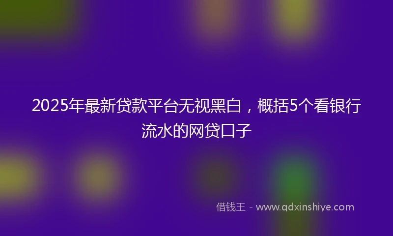2025年最新贷款平台无视黑白，概括5个看银行流水的网贷口子