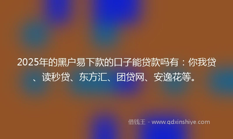 2025年的黑户易下款的口子能贷款吗有：你我贷、读秒贷、东方汇、团贷网、安逸花等。