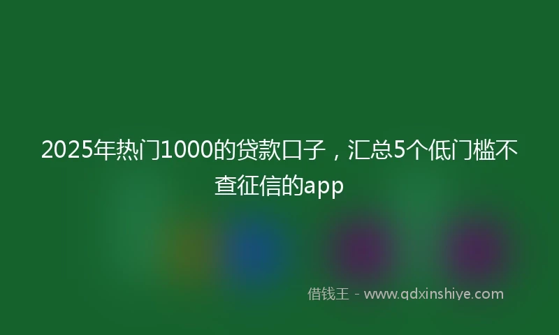 2025年热门1000的贷款口子，汇总5个低门槛不查征信的app