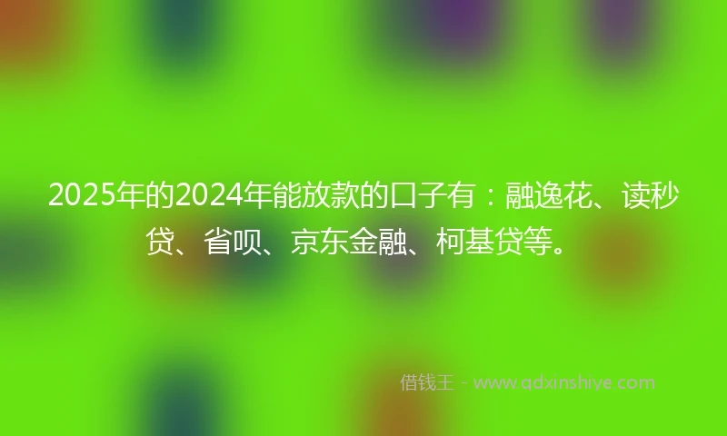 2025年的2024年能放款的口子有：融逸花、读秒贷、省呗、京东金融、柯基贷等。