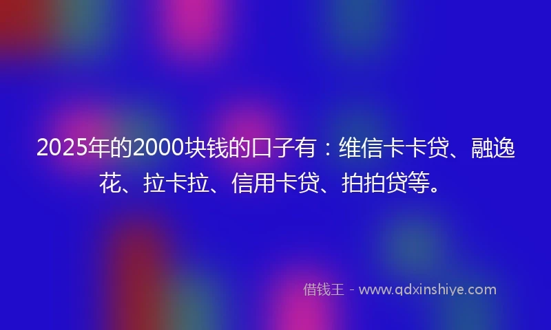 2025年的2000块钱的口子有：维信卡卡贷、融逸花、拉卡拉、信用卡贷、拍拍贷等。