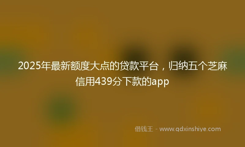 2025年最新额度大点的贷款平台，归纳五个芝麻信用439分下款的app