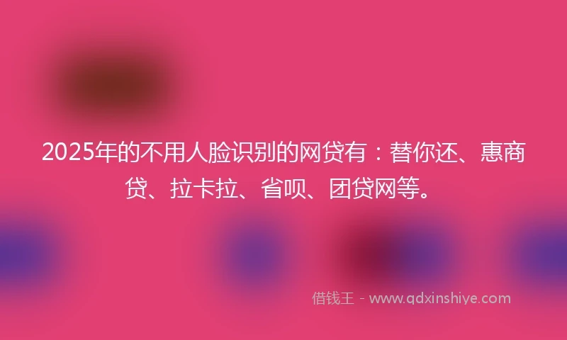 2025年的不用人脸识别的网贷有：替你还、惠商贷、拉卡拉、省呗、团贷网等。
