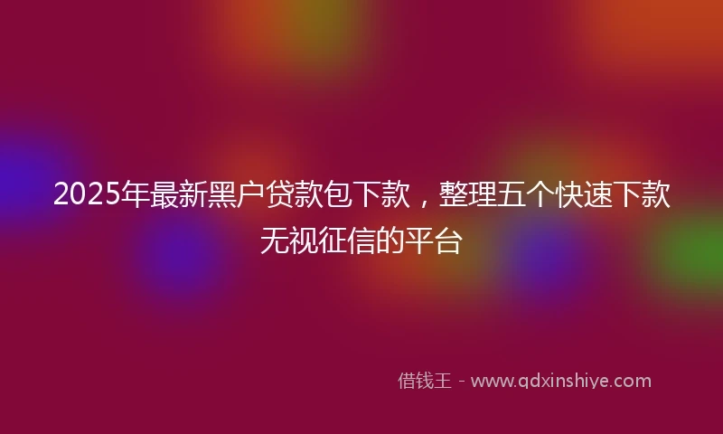 2025年最新黑户贷款包下款，整理五个快速下款无视征信的平台