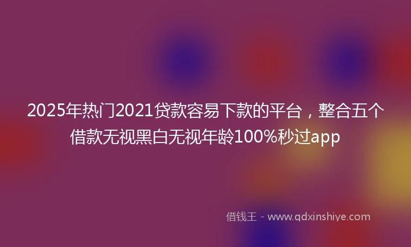2025年热门2021贷款容易下款的平台，整合五个借款无视黑白无视年龄100%秒过app