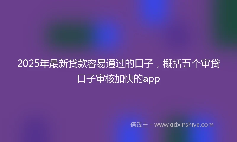 2025年最新贷款容易通过的口子，概括五个审贷口子审核加快的app