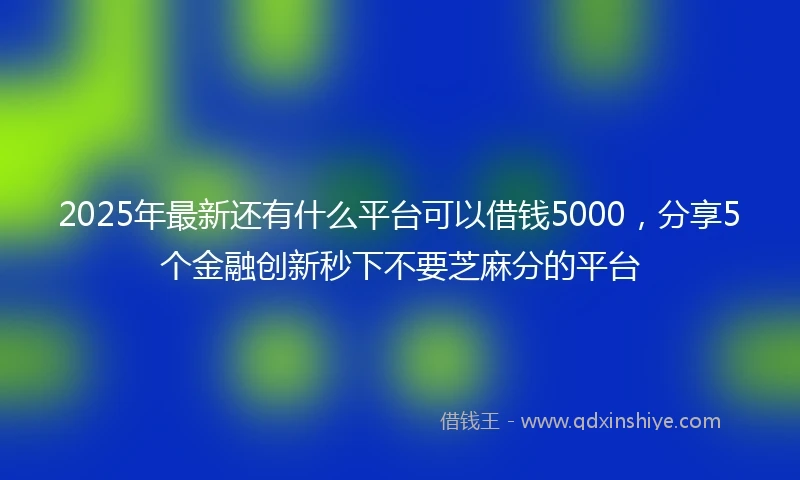 2025年最新还有什么平台可以借钱5000，分享5个金融创新秒下不要芝麻分的平台