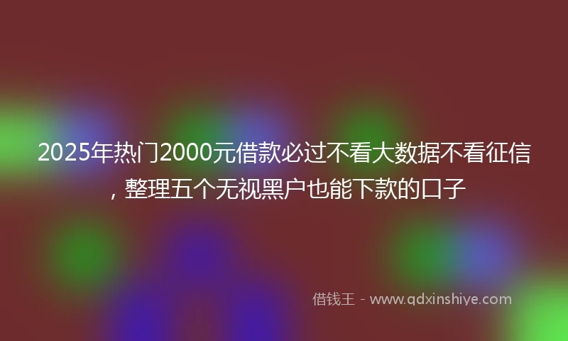 2025年热门2000元借款必过不看大数据不看征信，整理五个无视黑户也能下款的口子