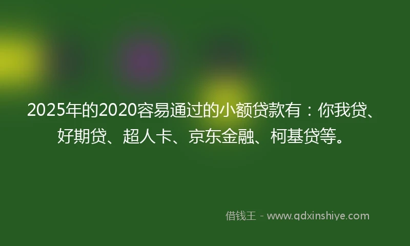2025年的2020容易通过的小额贷款有：你我贷、好期贷、超人卡、京东金融、柯基贷等。