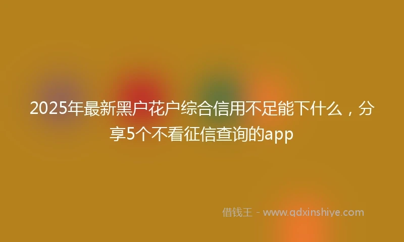 2025年最新黑户花户综合信用不足能下什么，分享5个不看征信查询的app