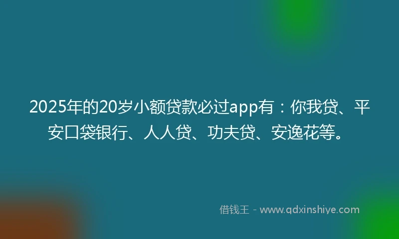 2025年的20岁小额贷款必过app有：你我贷、平安口袋银行、人人贷、功夫贷、安逸花等。