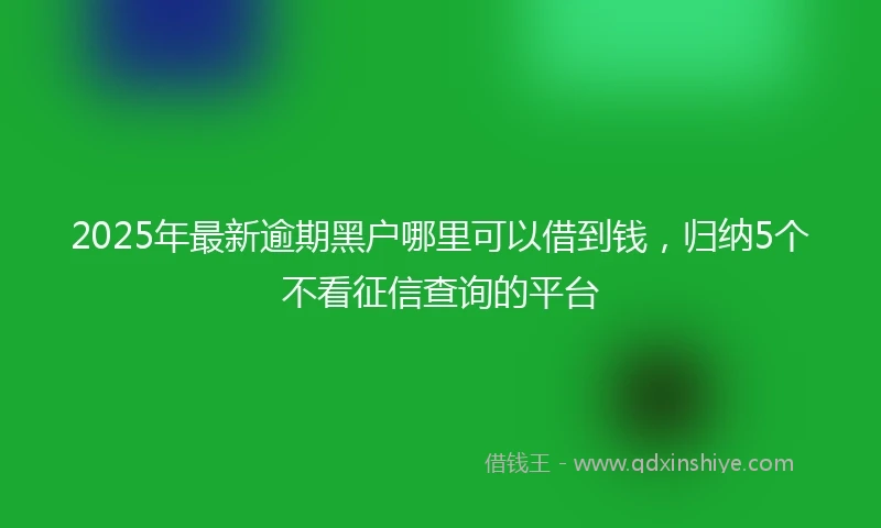 2025年最新逾期黑户哪里可以借到钱，归纳5个不看征信查询的平台
