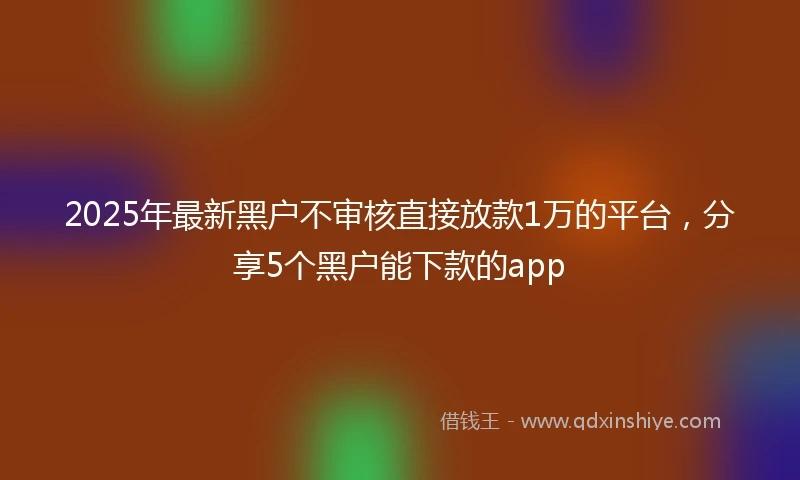 2025年最新黑户不审核直接放款1万的平台，分享5个黑户能下款的app
