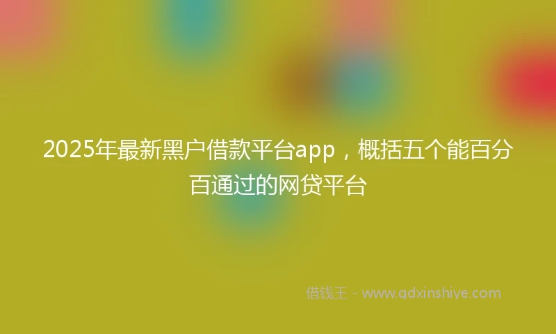 2025年最新黑户借款平台app，概括五个能百分百通过的网贷平台