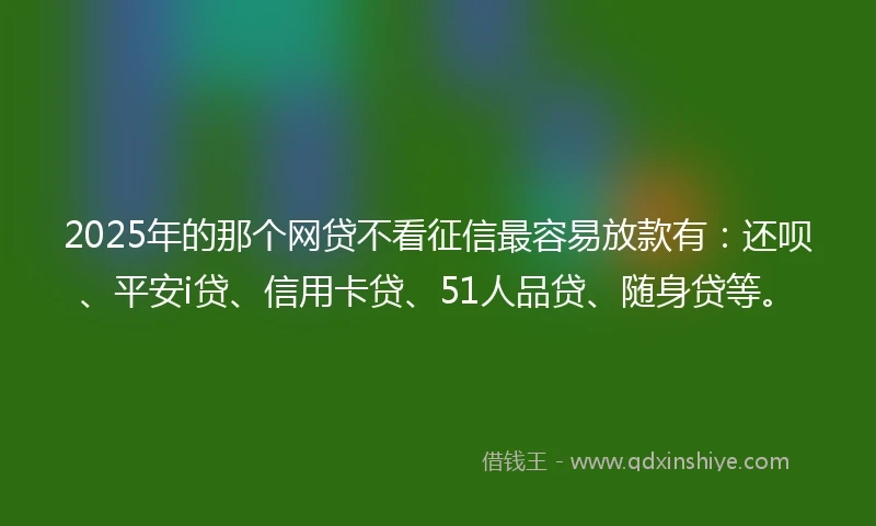 2025年的那个网贷不看征信最容易放款有：还呗、平安i贷、信用卡贷、51人品贷、随身贷等。