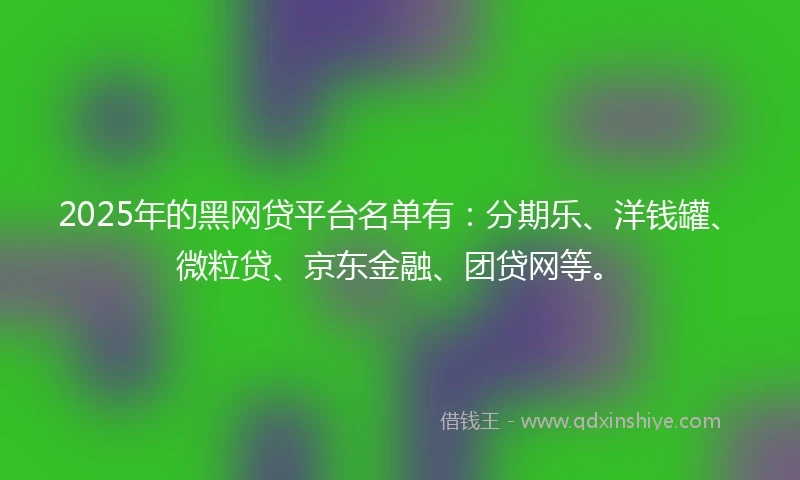 2025年的黑网贷平台名单有：分期乐、洋钱罐、微粒贷、京东金融、团贷网等。