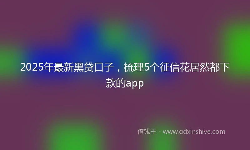 2025年最新黑贷口子，梳理5个征信花居然都下款的app