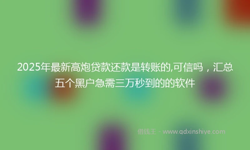 2025年最新高炮贷款还款是转账的,可信吗，汇总五个黑户急需三万秒到的的软件