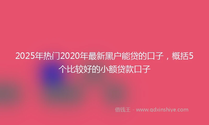 2025年热门2020年最新黑户能贷的口子，概括5个比较好的小额贷款口子