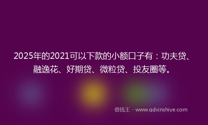 2025年的2021可以下款的小额口子有：功夫贷、融逸花、好期贷、微粒贷、投友圈等。
