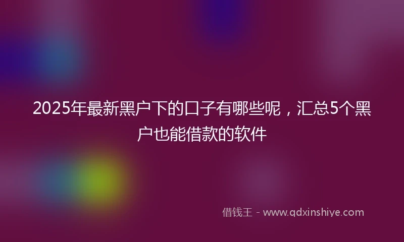 2025年最新黑户下的口子有哪些呢，汇总5个黑户也能借款的软件