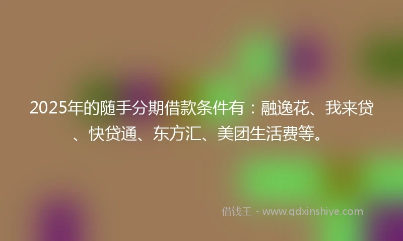 2025年的随手分期借款条件有：融逸花、我来贷、快贷通、东方汇、美团生活费等。