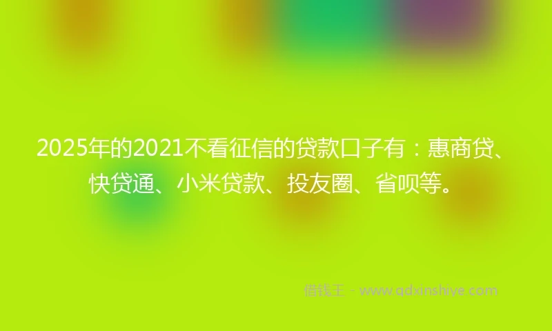 2025年的2021不看征信的贷款口子有：惠商贷、快贷通、小米贷款、投友圈、省呗等。