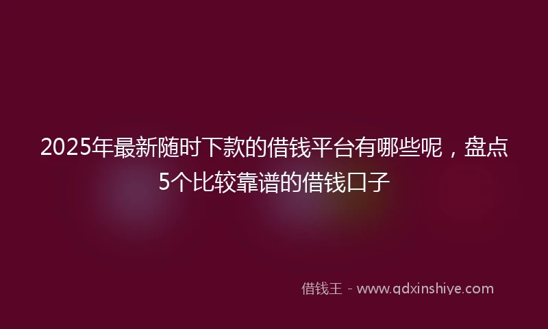 2025年最新随时下款的借钱平台有哪些呢，盘点5个比较靠谱的借钱口子
